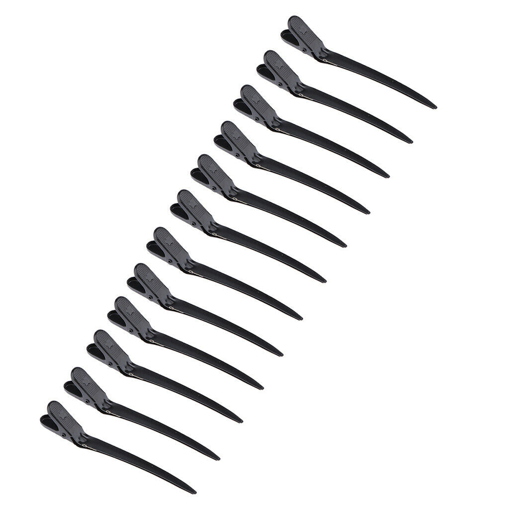Set of 12 Duckbill Hair Sectioning Clips Salon Hairdressing Styling Clamps with