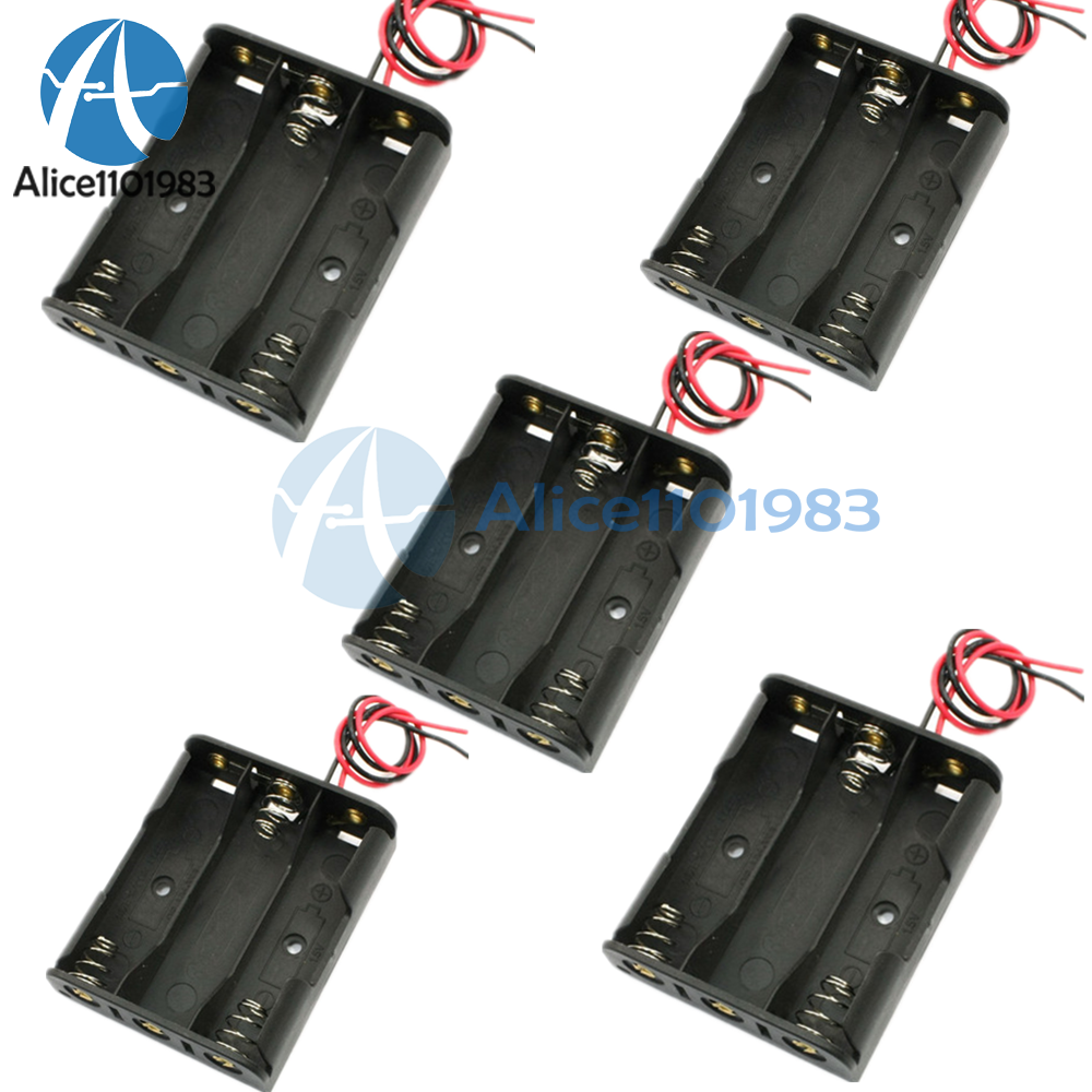 Plastic Battery Storage Case Box Holder For 3 X AA 3xAA 4.5V With wire leads