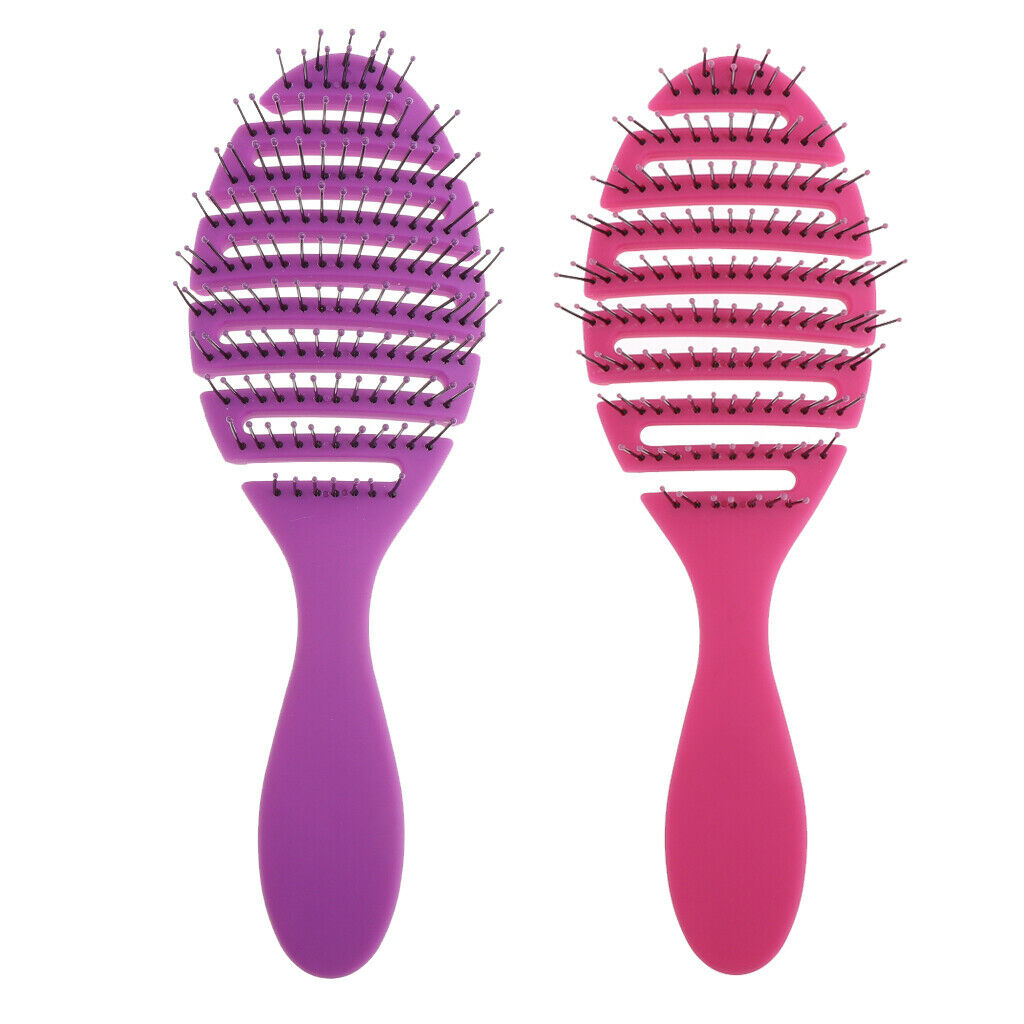 2PCS Anti-static Scalp Massage Hair Brush Comb for Curly Straight Hair Salon