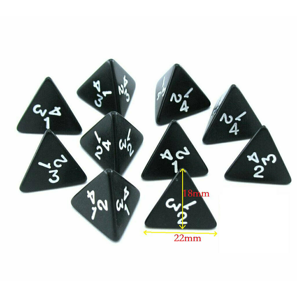 10x D4 Dices 4 Sided Dice for DND RPG Board Game Casino Supplies Props Black