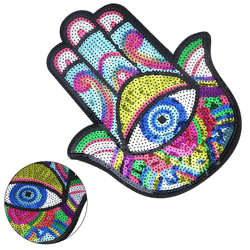 1PCS Sequins Hand Eyes Icon Patch Applique Sewing Supplies Spacecraft Ic.l8