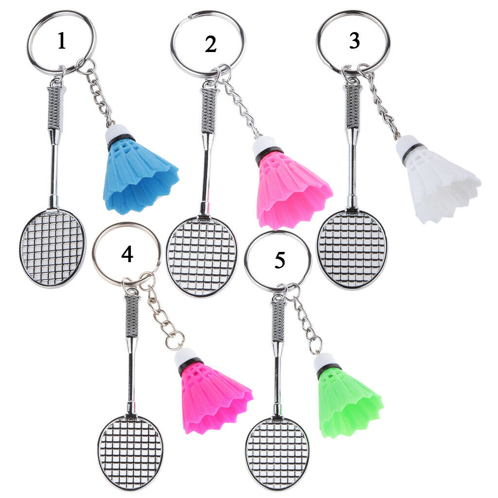 2Pcs Alloy Key Pendant Lovely Bedminton Key Chain Key Finder Fuchsia White