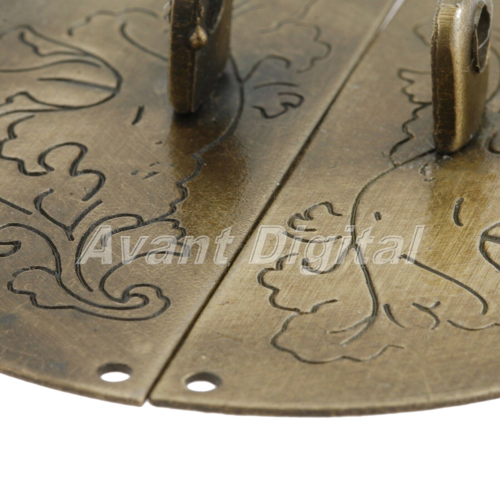 Retro Jewelry Box Latch Catch Hasp & Chest Cabinet Padlock Carved Flower Decor