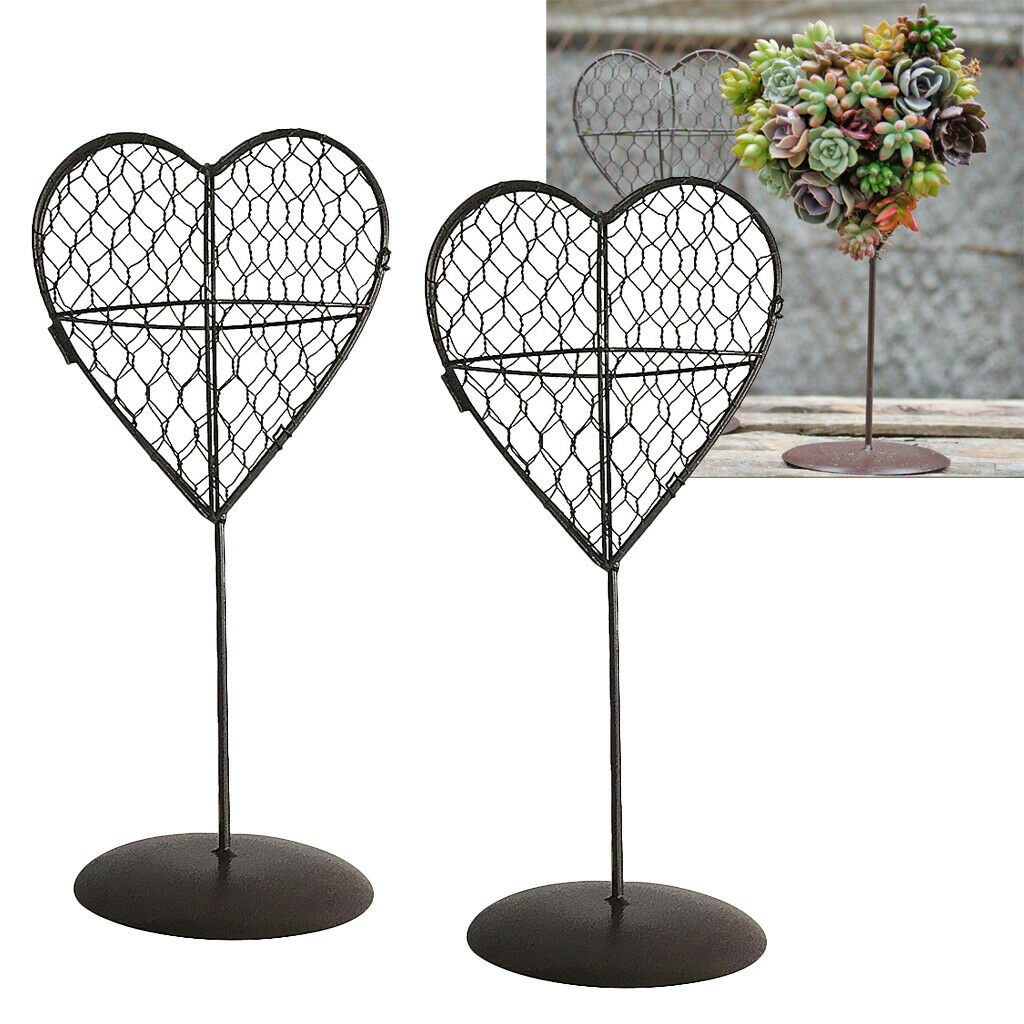 2Pcs Display Stand Iron Heart Shaped Stand Rack Holder for Air Plant Succulent