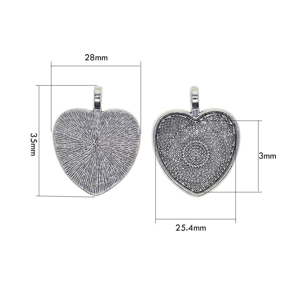 20Set Heart Blank Cabochon Trays Charms Earrings Jewelry Making Findings