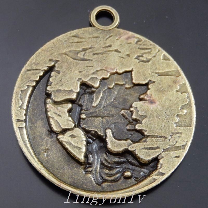 5 Pieces Antiqued Bronze Moon Angel Pendants Charms Fashion Jewelry 50021