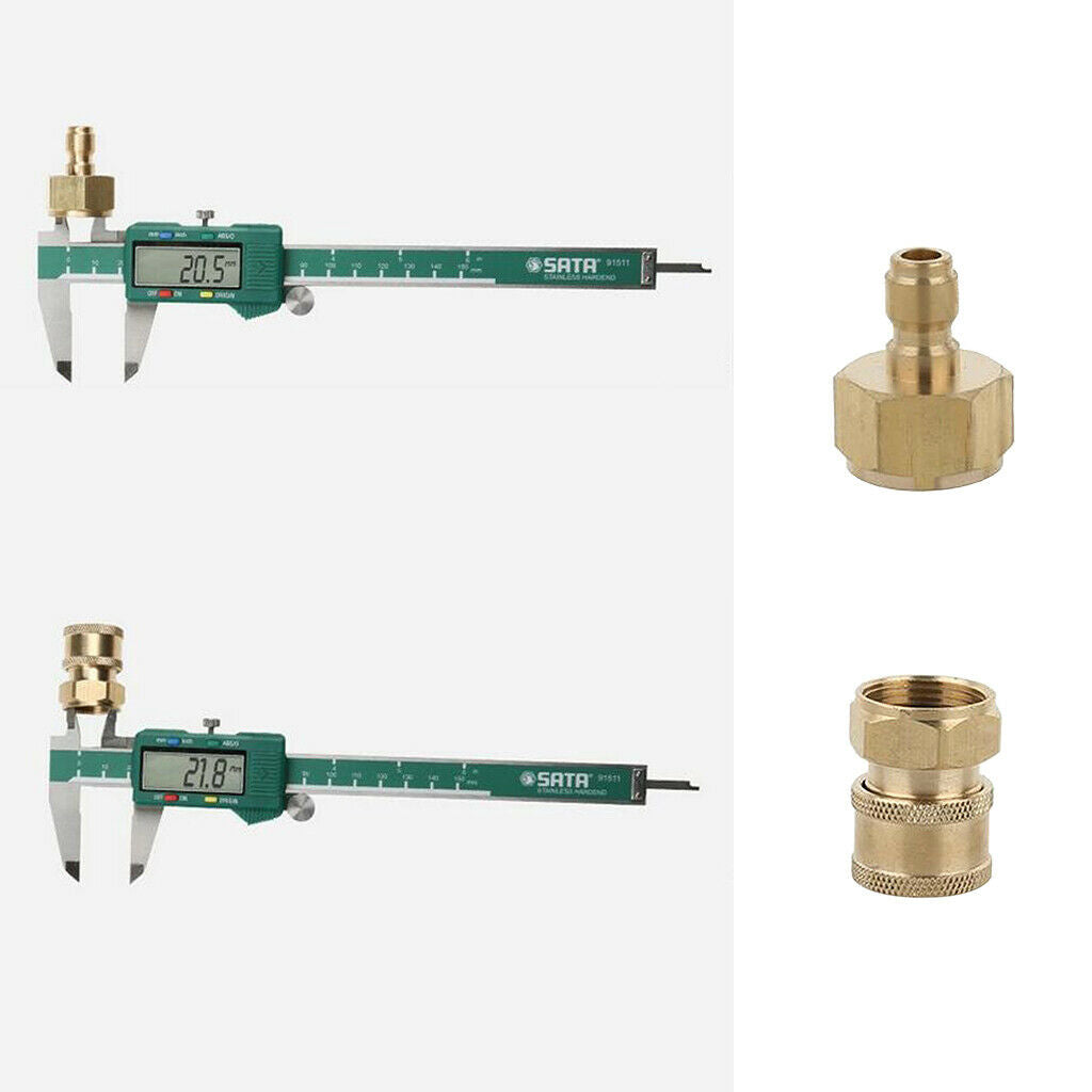 2pcs Brass Pressure Washer Garden Hose Quick Adaptor M22 Male to M22 Female
