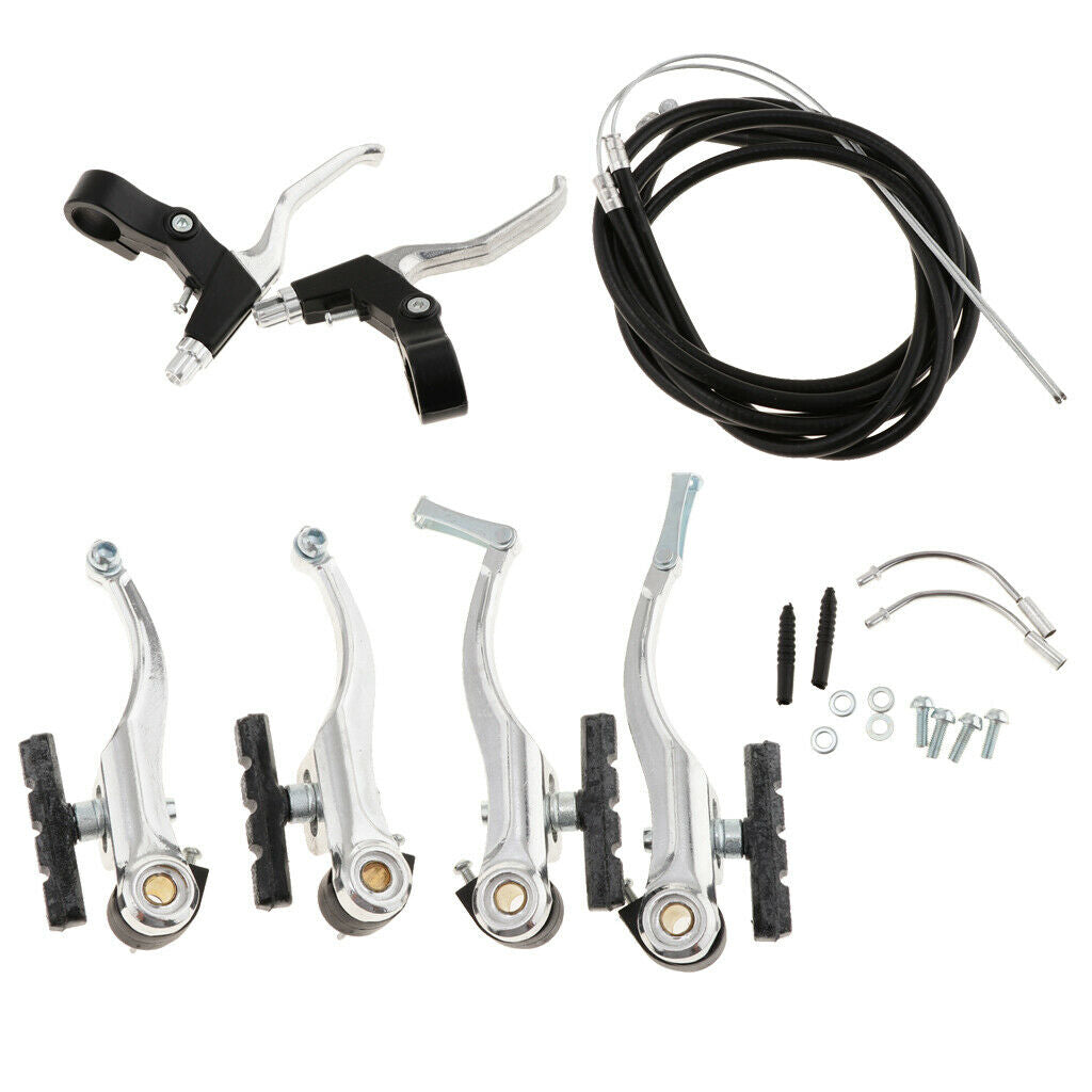 Aluminum Alloy Bike Bicycle V Brake Caliper Brakes Lever Kit Set Replacement