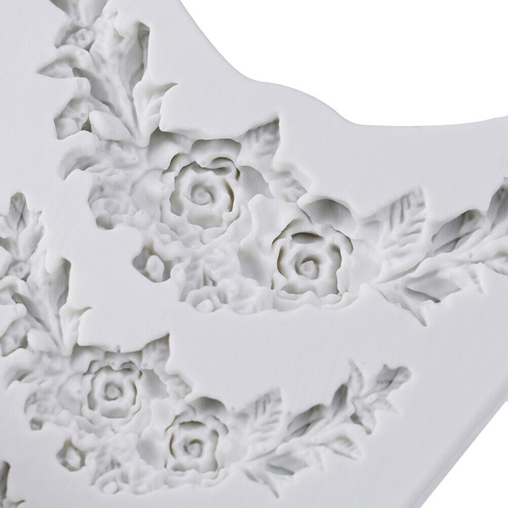 Rose Flower Garland Silicone Mold Cake Border Jewelry Wedding Decorating .l8