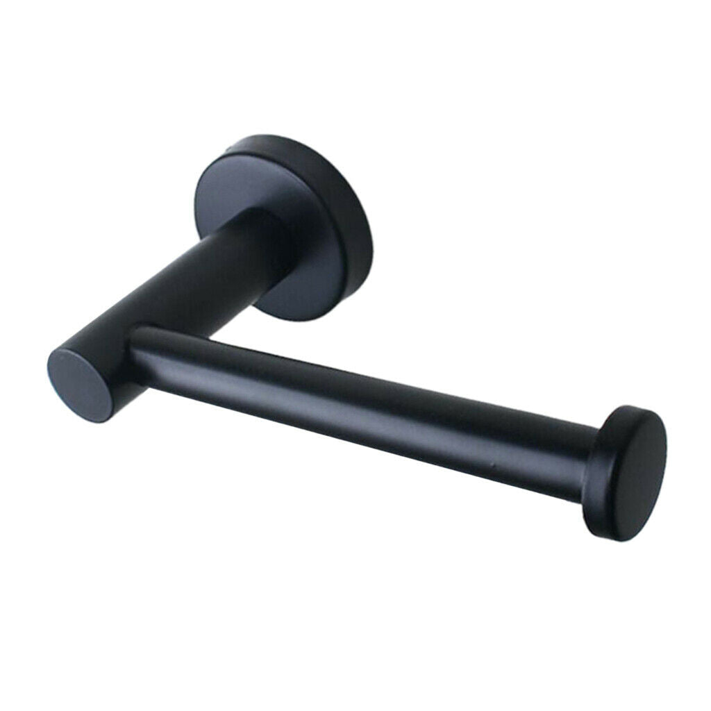 2xToilet Paper Holder Stainless Steel Round Wall Mounted  Punching_Black