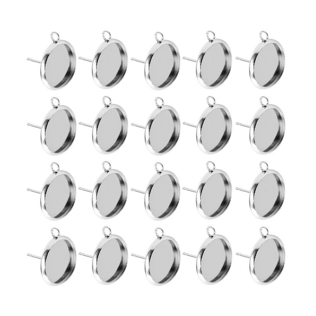 20X Stainless Steel Earrings Pin Stud Findings Back Post Blank DIY Craft 8mm