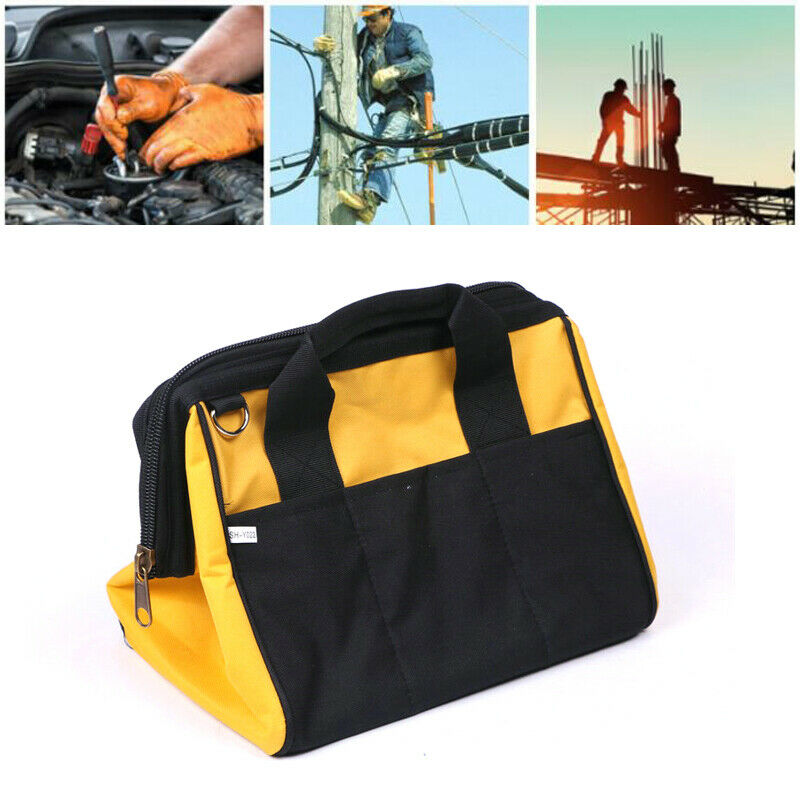 Heavy Duty Tool Bag Hard Base Wide Mouth Ultra-Rigid Base Organizer Storage Bag