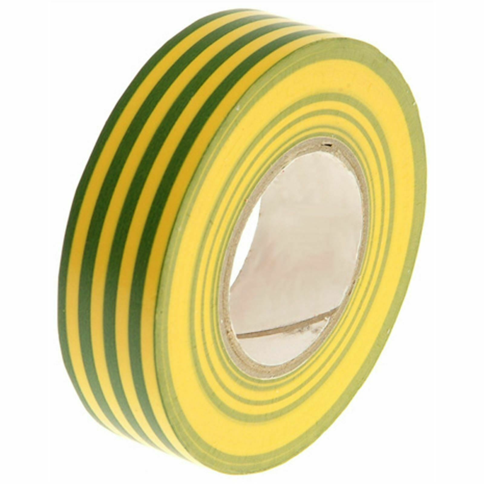 Faithfull 19mm x 20m PVC Earth Electrical Tape Green and Yellow Flame Retardant