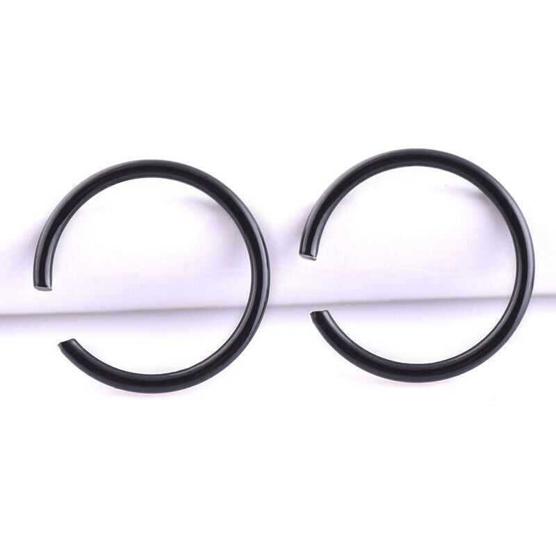 9Pcs Nose Ring Open Hoop Lip Body Piercing clip on Studs Stainless Steel .l8