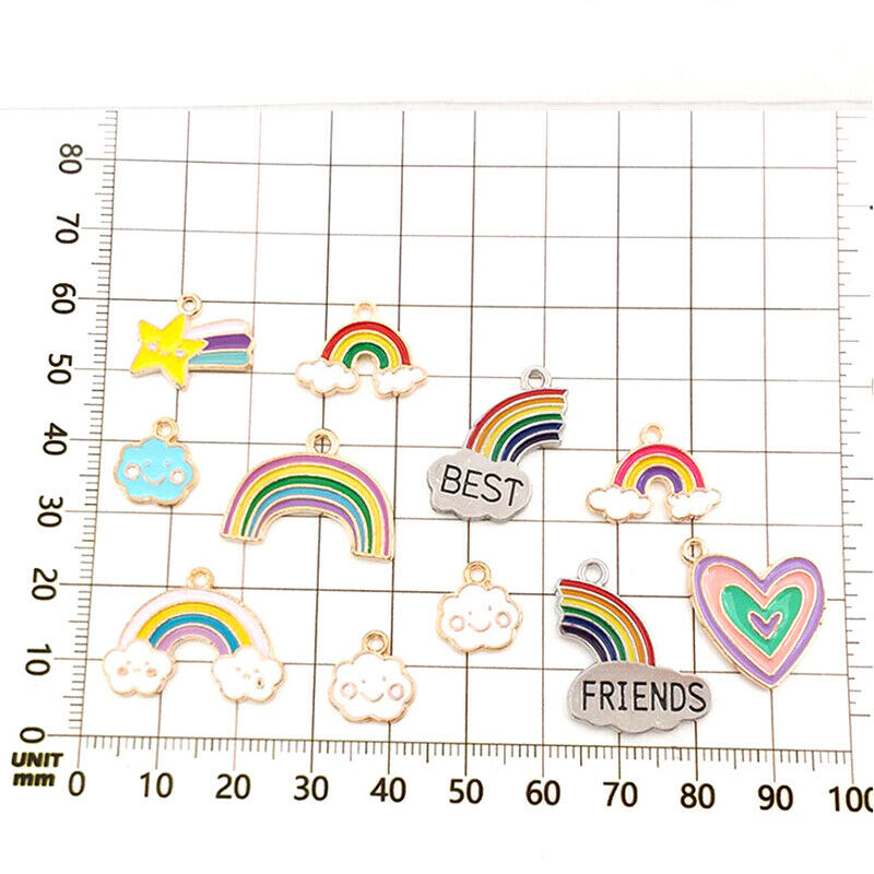 40Pcs/Set Rainbow Clouds Mixed Enamel Charms Pendants DIY Jewelry Making CraBDA
