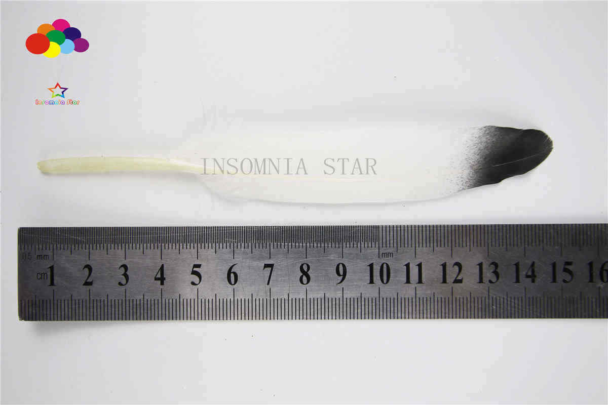 New 100pcs Beautiful white Black Pattern Duck feather 10-15cm / 4-6 inches