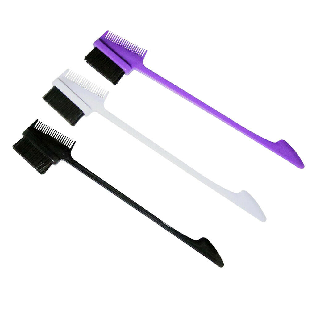 3x Travel Hair Edge Control Brushes Trimming Shaping Styling Comb Hairbrush