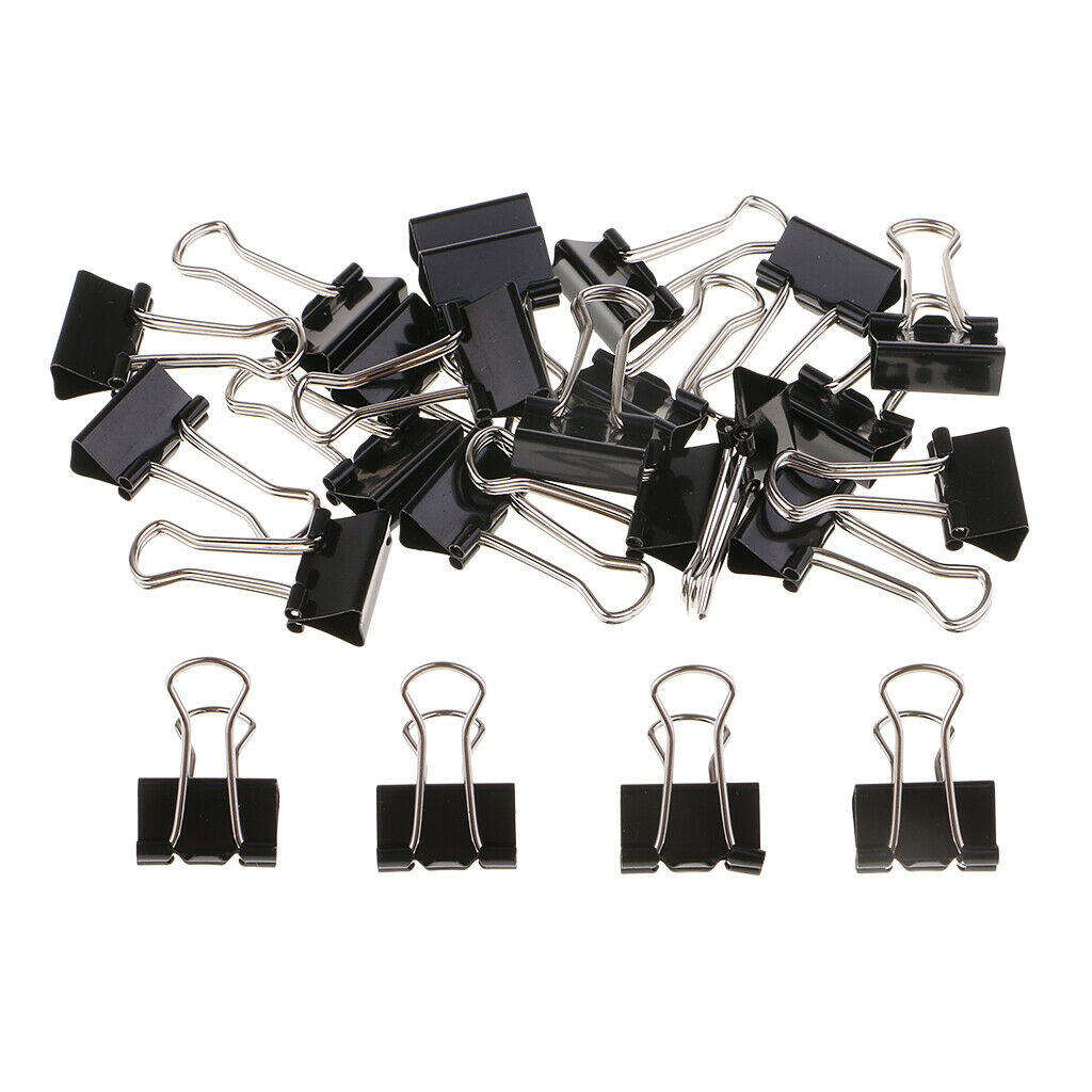 24 Pieces 2 Box Black Binder Clips Paper Clamp School Office Stationery Lot