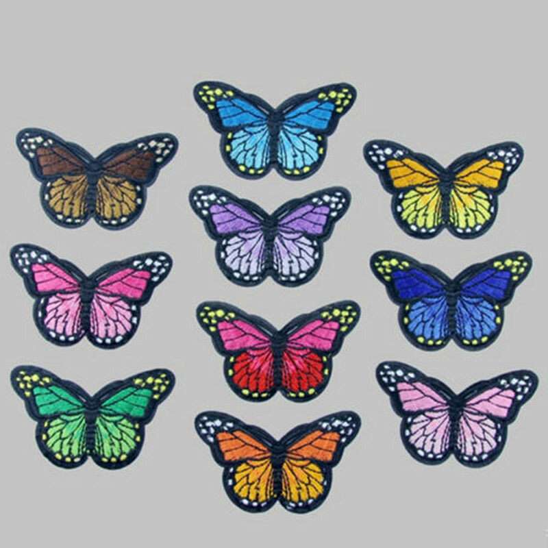 10 PCS Embroidery Butterfly Embroidered Sew On Patch Badge Fabric Applique DIY