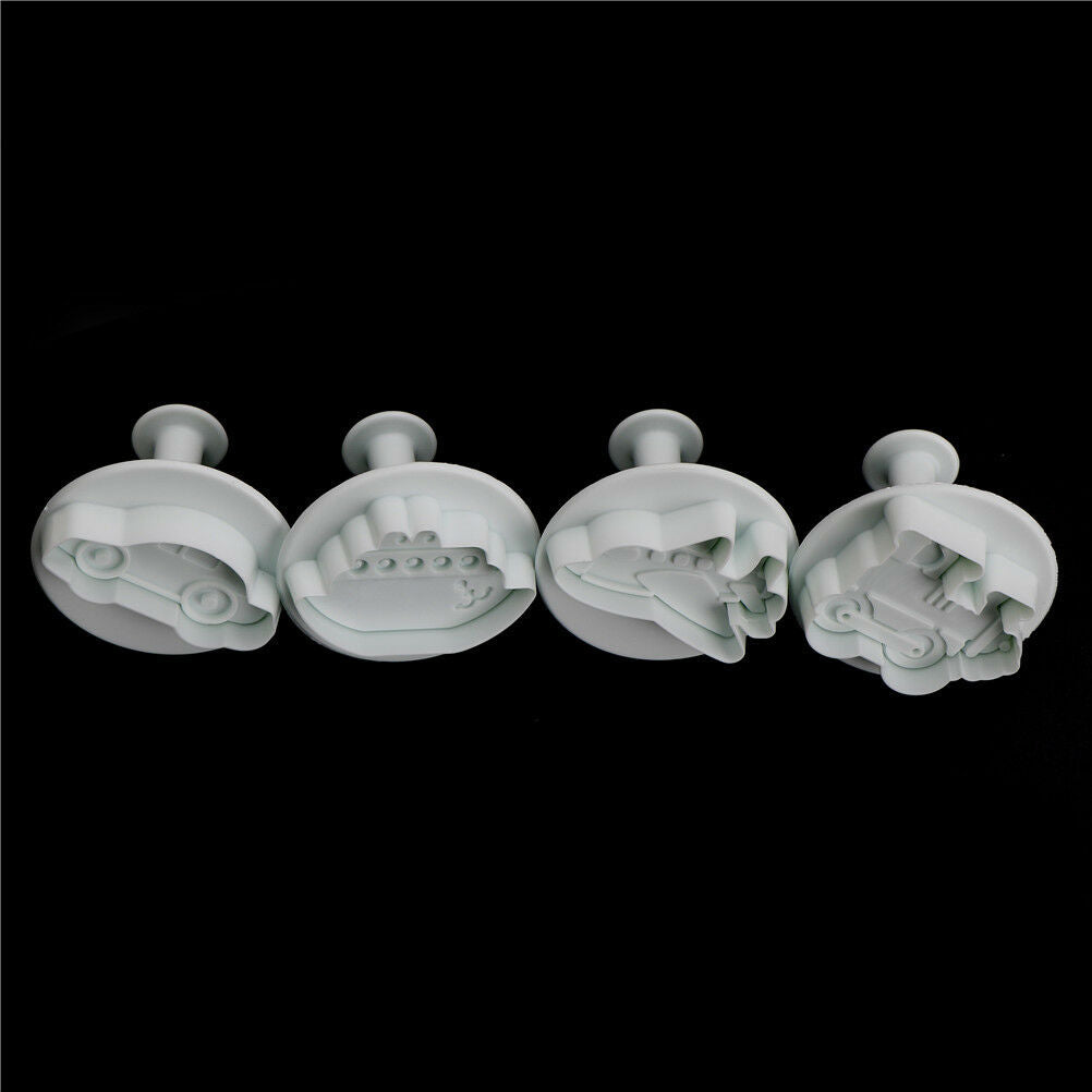 4x Plane,Ship,Train,Car Sample Cookie Cutter Mold Cake Decor DIY Fondant Mold FL
