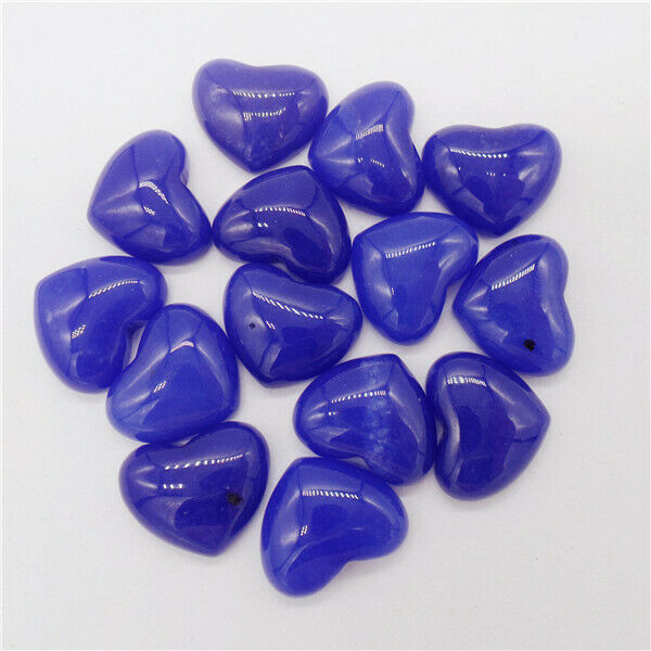 15Pcs 18x15x6mm Wholesale Blue Malay Jade Love Heart Cab Cabochon DIY HH9675