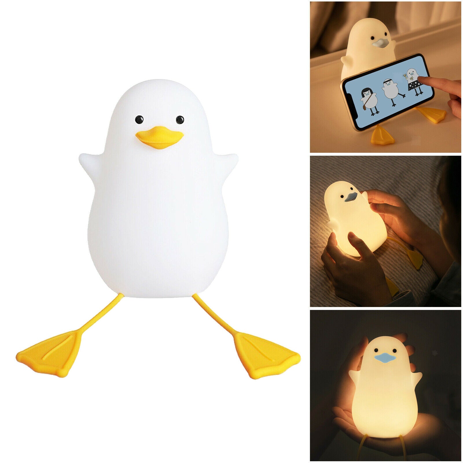 Seagull Silicone Nightlight Soothing Nursery Lamp for Kids Girls Baby Yellow