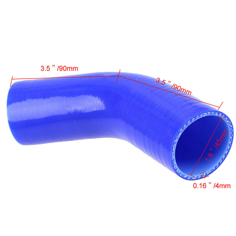 Blue 45 Degree Silicone Elbow Radiator Hose Straight Air Water Intake Pipe 45mm