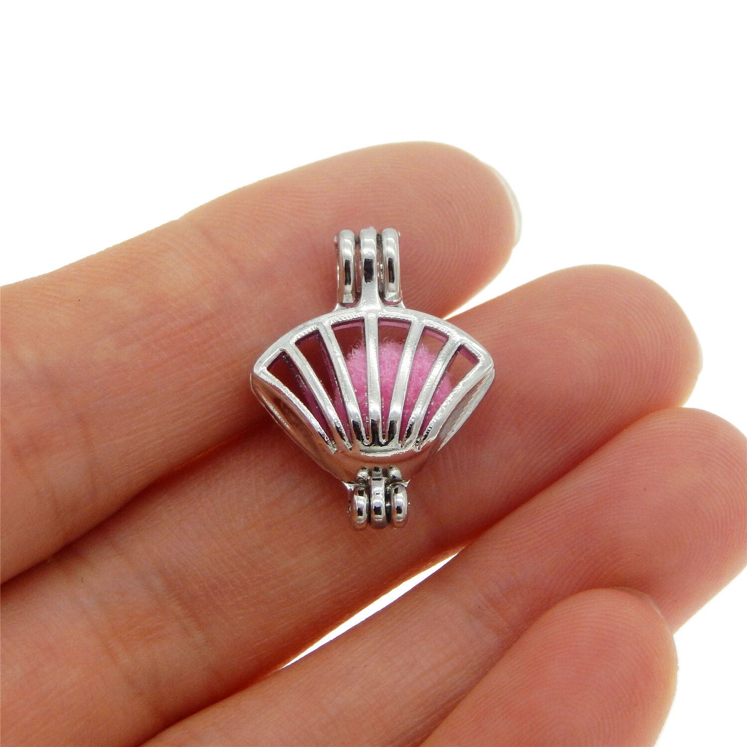 1PC White K Plated Alloy Sector Hollow Openable Locket Charms Pendants Jewelry