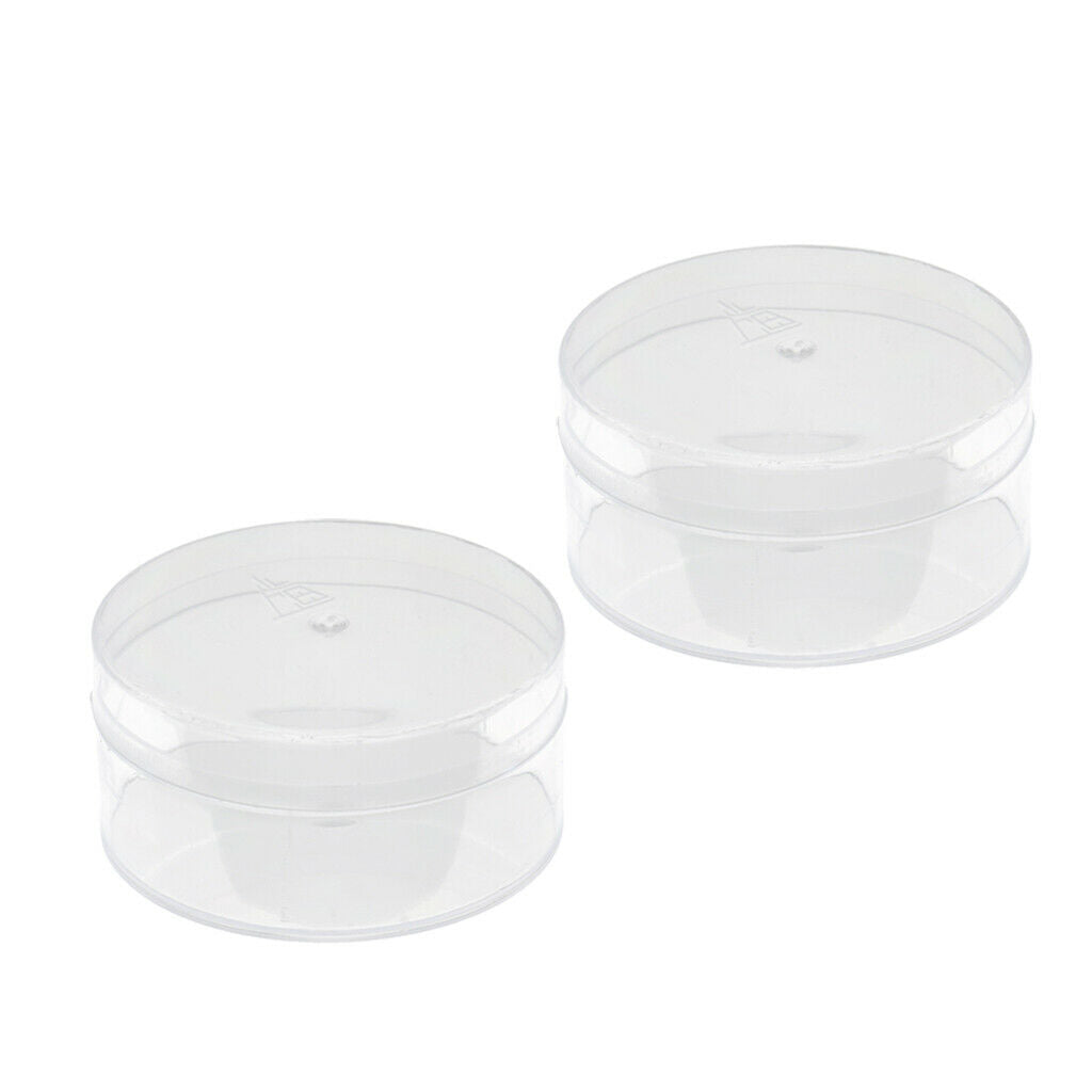 2pcs Round Clear Plastic Box Watch Parts Movement Holder Container 75 x 37mm