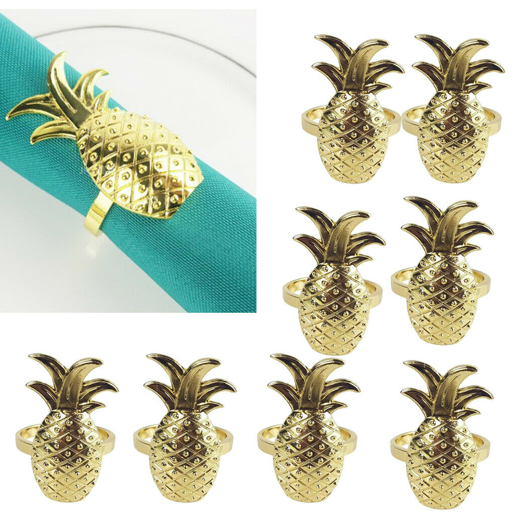 2Pcs Aluminium Fruit Shape Pineapple Dinner Napkin Rings Holders For Hotel
