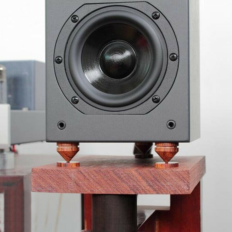 8Pcs Rosewood Speaker Isolation Feet Stand 23mm/0.91" Wooden Spikes + Base Pads