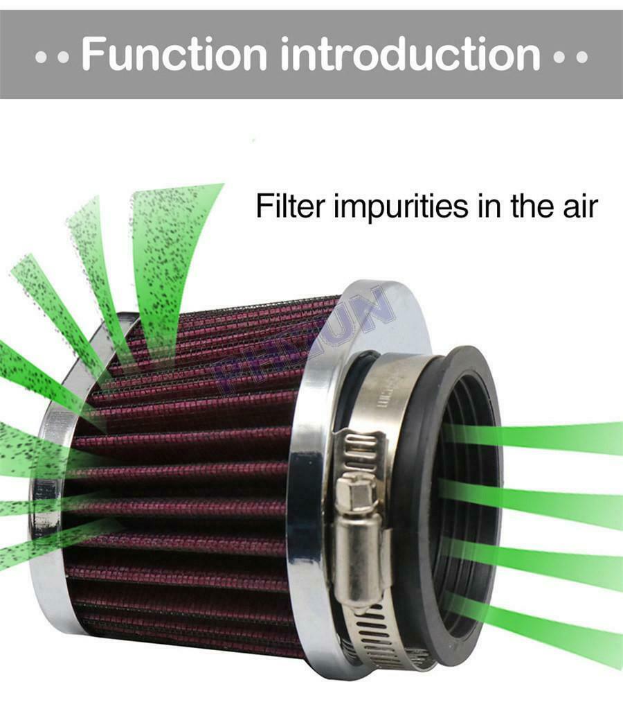 2x Motorcycle Air Filter High Flow Air Filter Air Cleaner 1.77 inch Universal