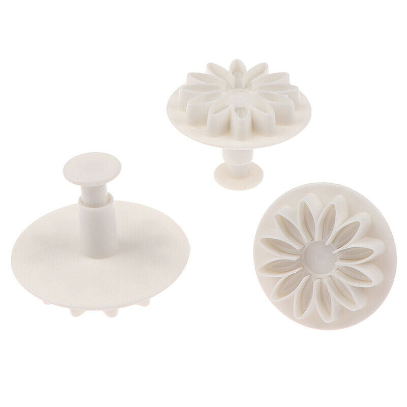 3PCS Plastic Sunflower Fondant Cutter Set for Cake Decor Daisy Flower Coo.l8