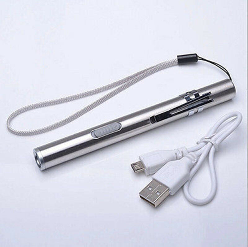 1* 50 Lumens Portable Super Bright Led USB Rechargeable Pen Pocket Torch Lamp WL