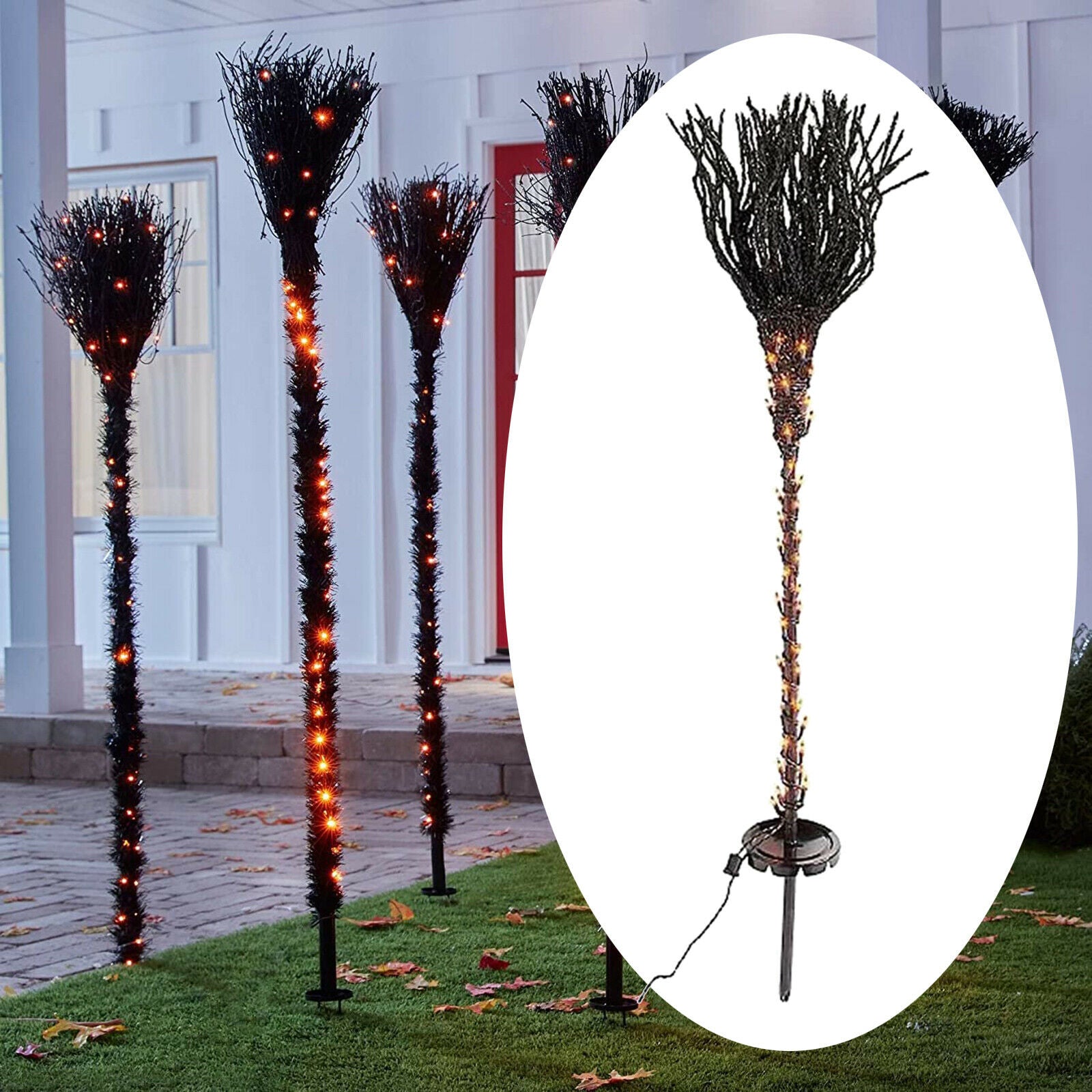 Pre-lit broom, Halloween decoration, lighted broomstick