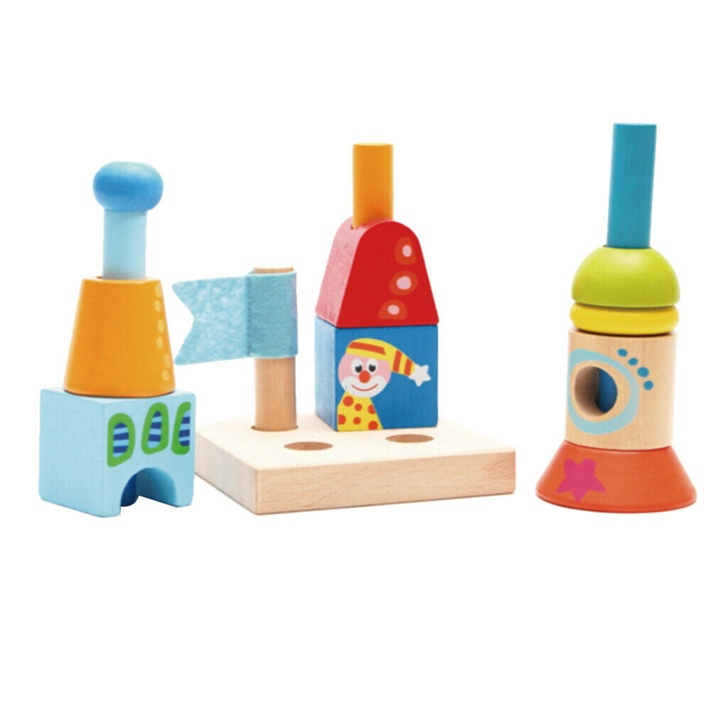 Color Shape Cognition Building Blocks, Wooden Toys Desktop Game Montessori