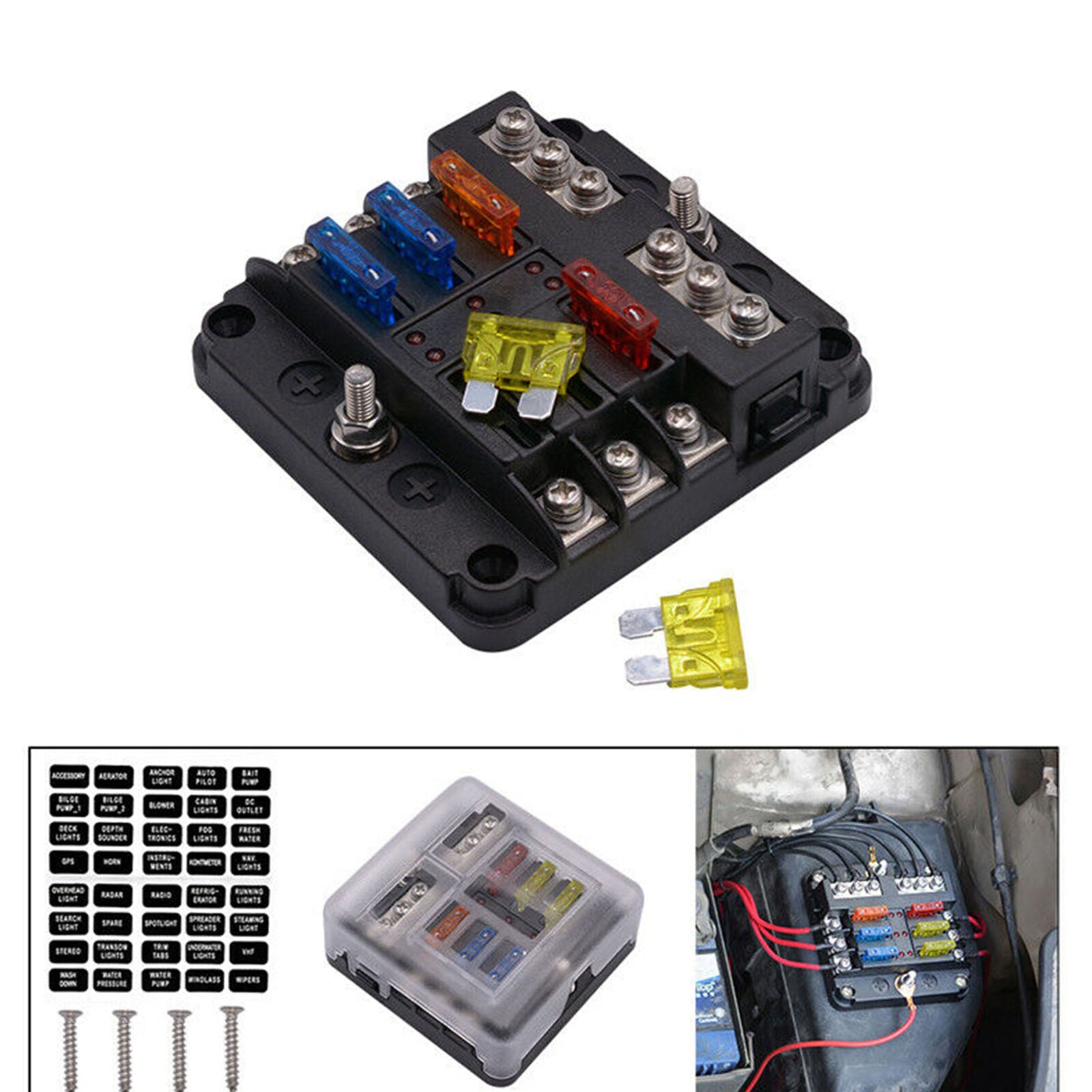 12V 24V 6 Way Car Fuse Box Car ATC Fuse Box Fuse Holder