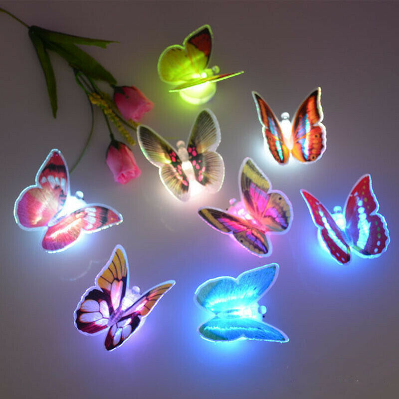 7 Color Changing Butterfly LED Night Lights Mains Room Desks Wall Home Decors