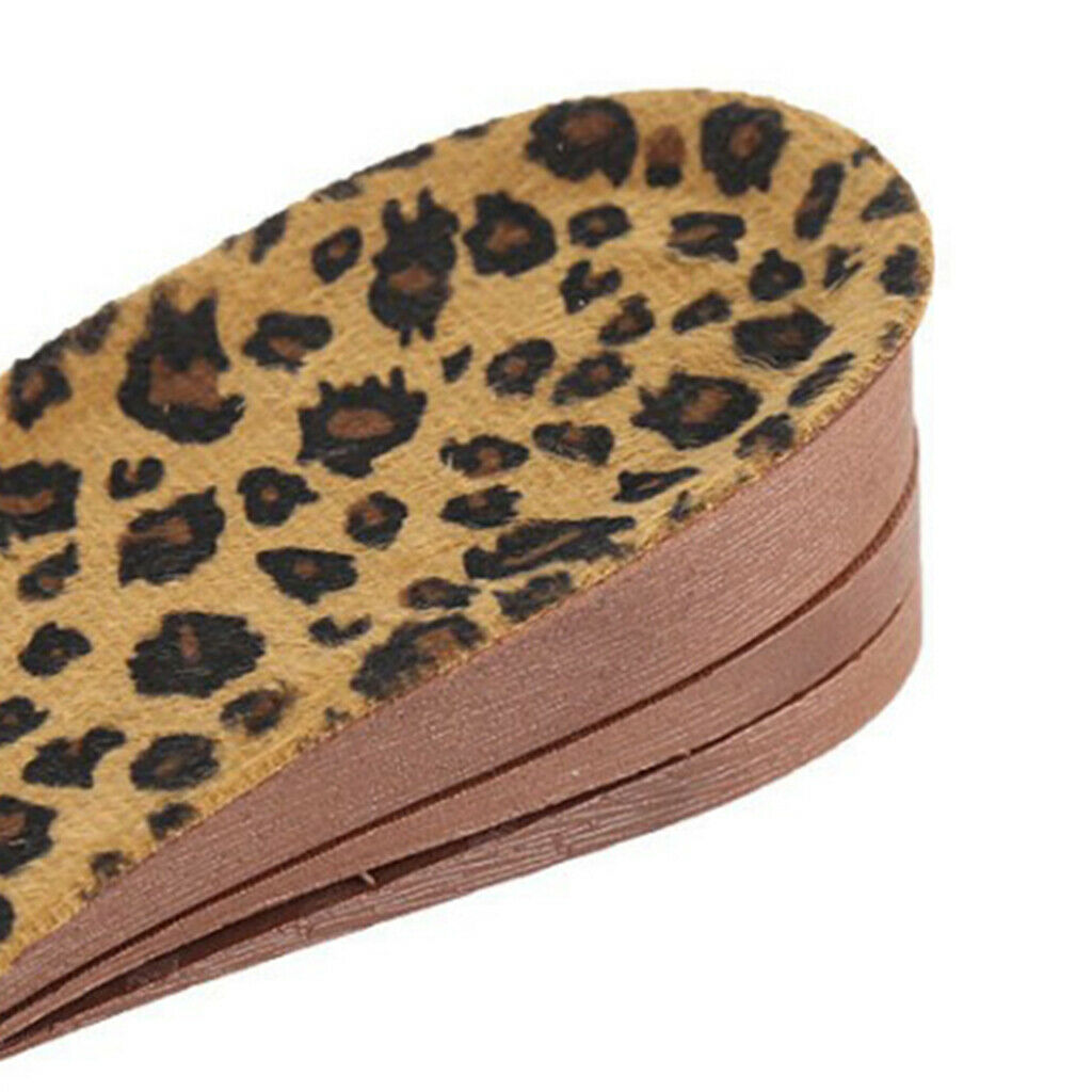 1 Pair PVC Height Increase Lift Insoles Cushion For Men Women Leopard Print
