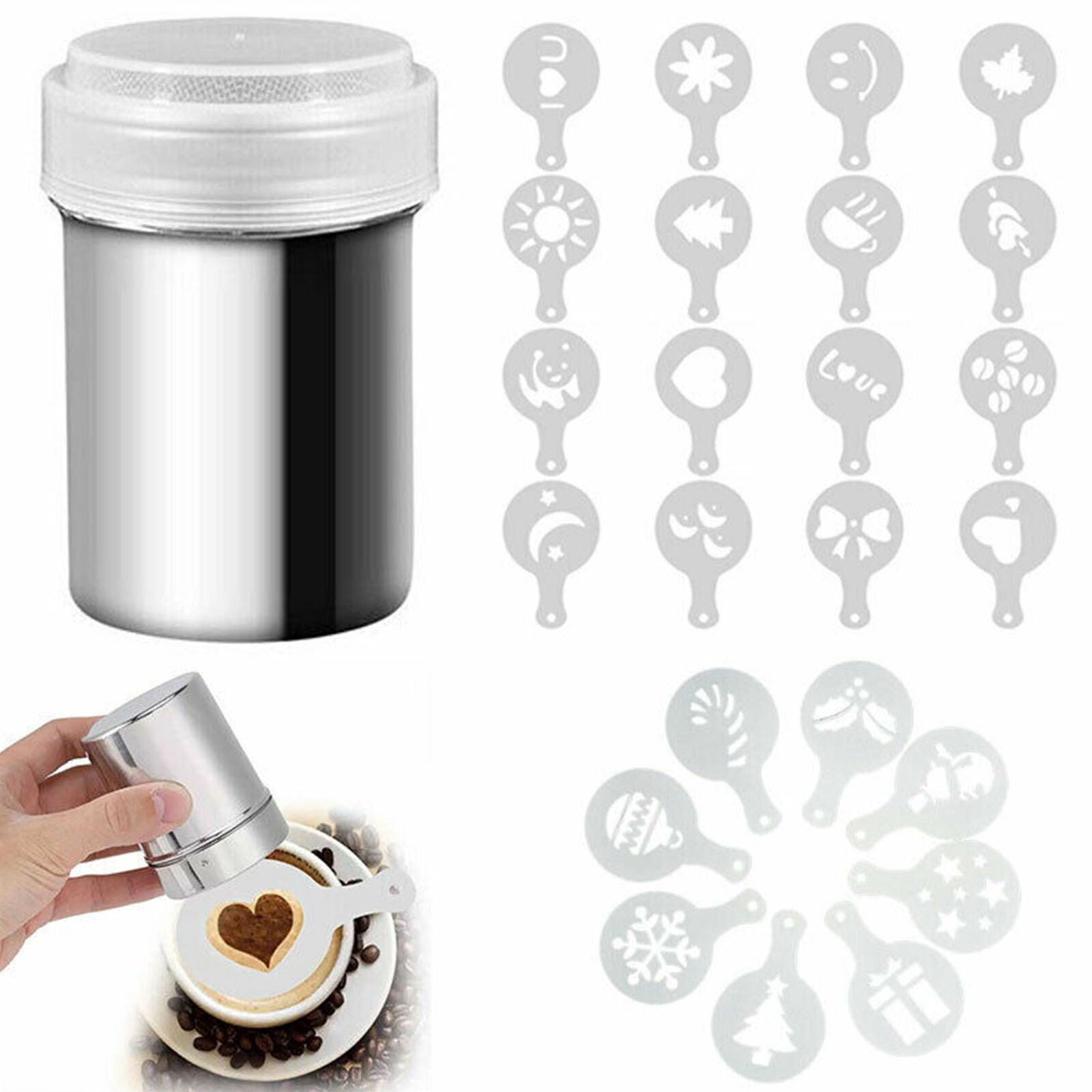 Stainless Steel Chocolate Shaker Powder Sprinkler Flour Coffee Cocoa Sifter
