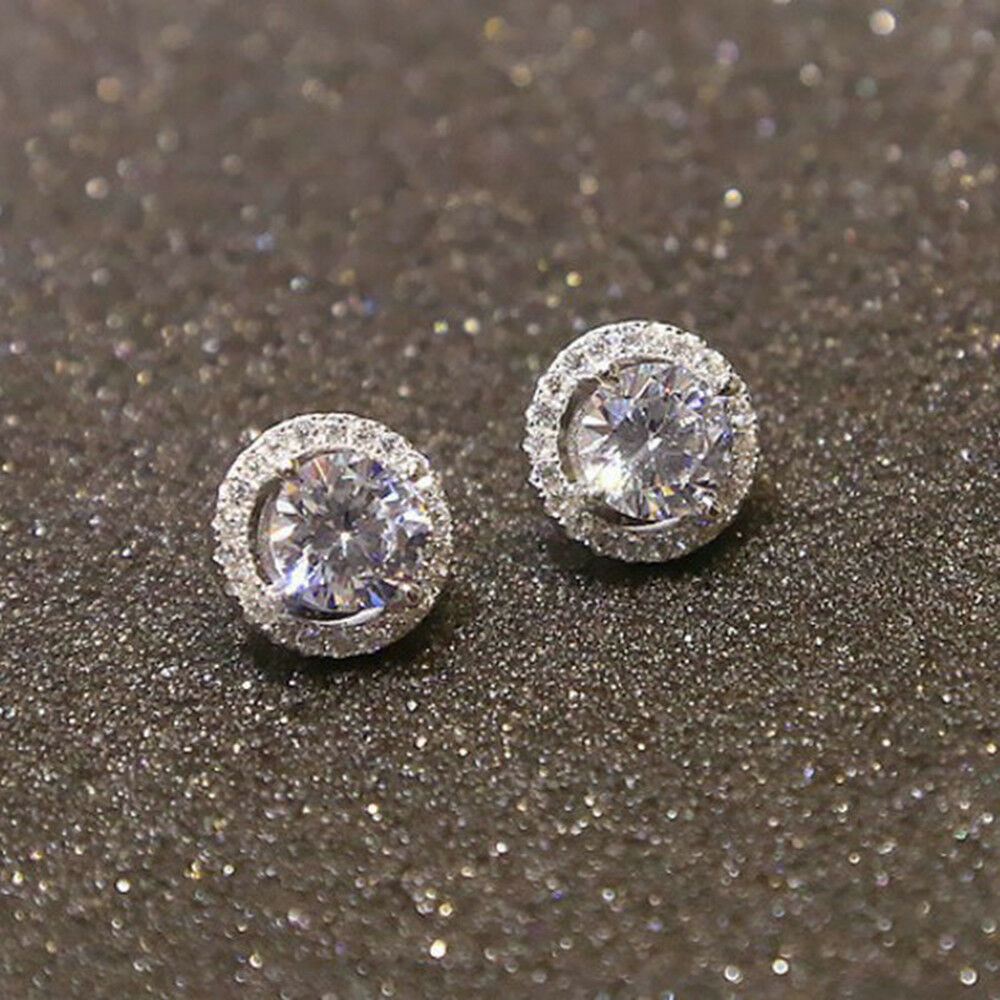 Women Nice Crystal Inlaid Zircon Ear Stud Platinum Plated Earrings jewerly gift