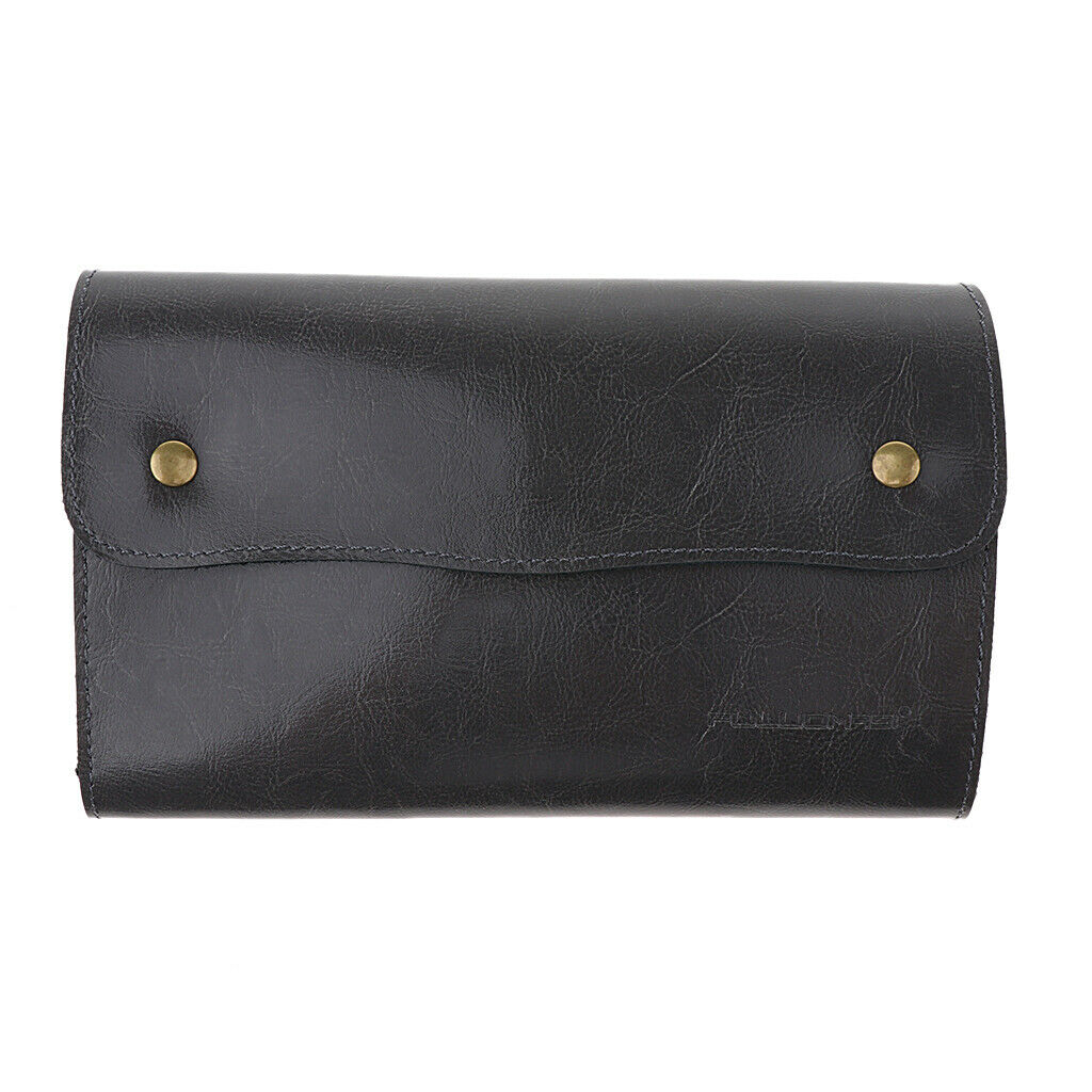 Real Leather Hair Scissor Holder Shear Holster Pouch Cutting Comb Bag Gray