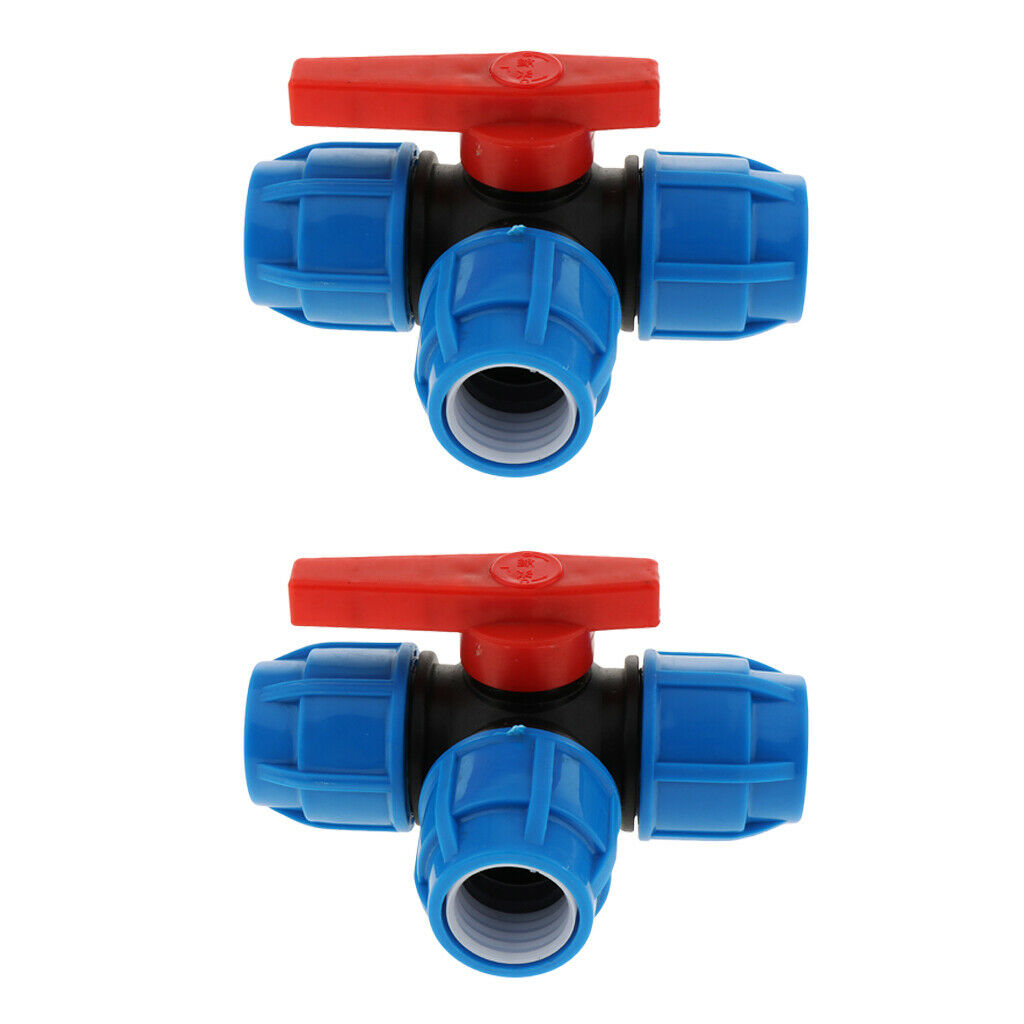 2 Pieces PE Quick Connect Air Push Tube Tee Union Coupler 32mm Plastic core