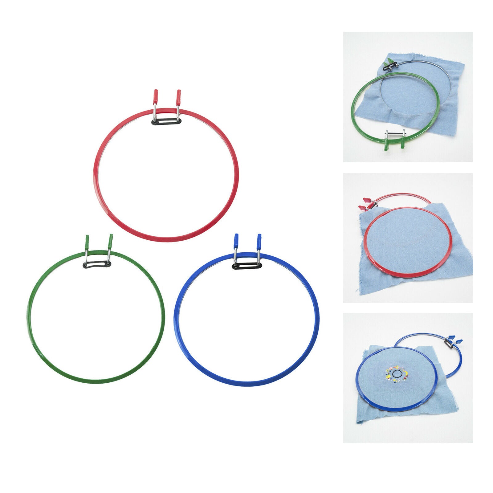 3pcs Embroidery Hoop Plastic Spring Tension Frame Ring Kid DIY Art Supplies