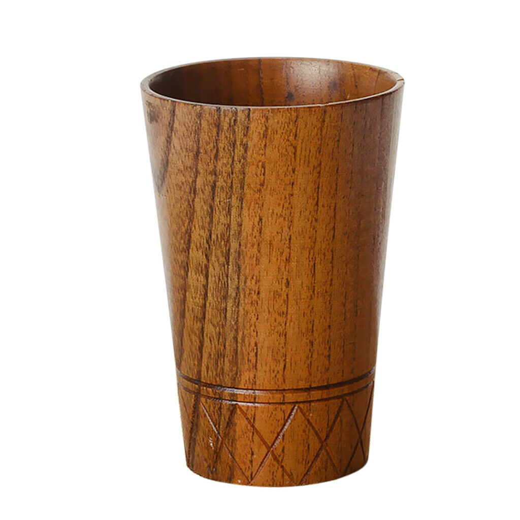 Pair Wooden Mug Tea Cups Beer Tankard Christmas Party Coffee Mug Brown Set