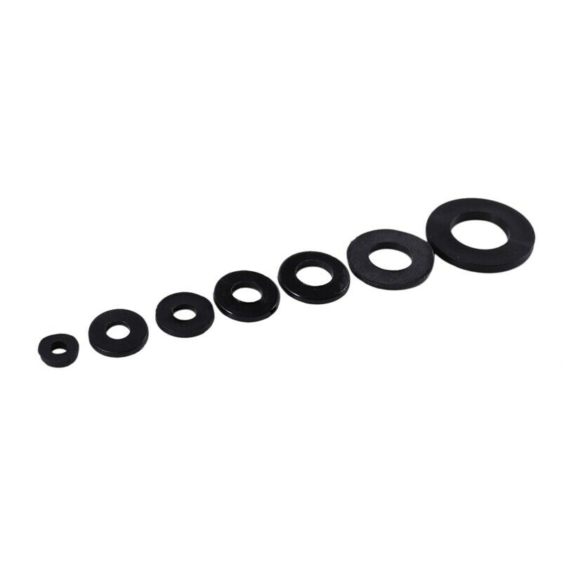 Nylon Flat Round Plastic Washer M2 M2.5 M3 M4 M5 M6 M8 Assortment Kit Black 35D8