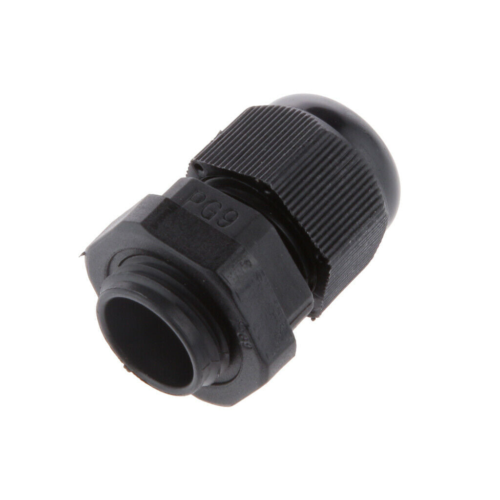 10PCS PG9 Black Plastic IP68 Waterproof Cable Gland Connector 4-8mm
