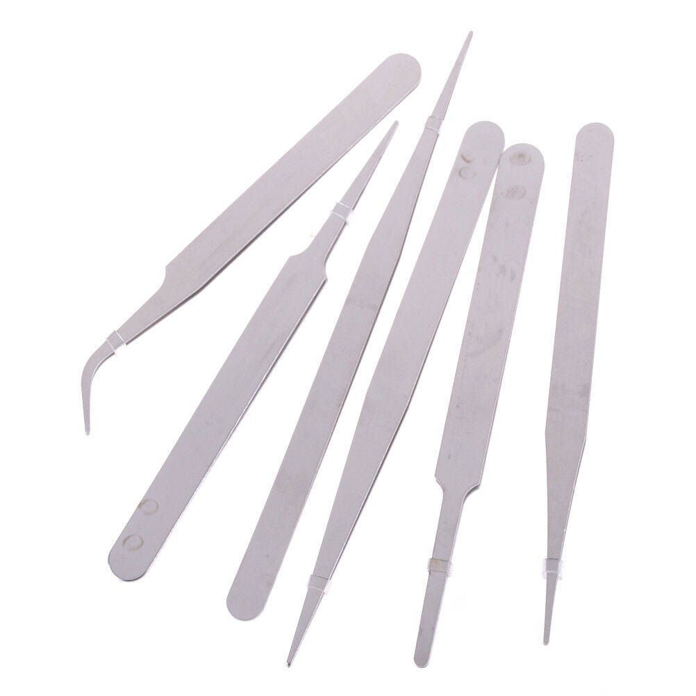 6Pcs/Set Stainless Steel Anti-static Tweezer Repair Maintenance Too.l8
