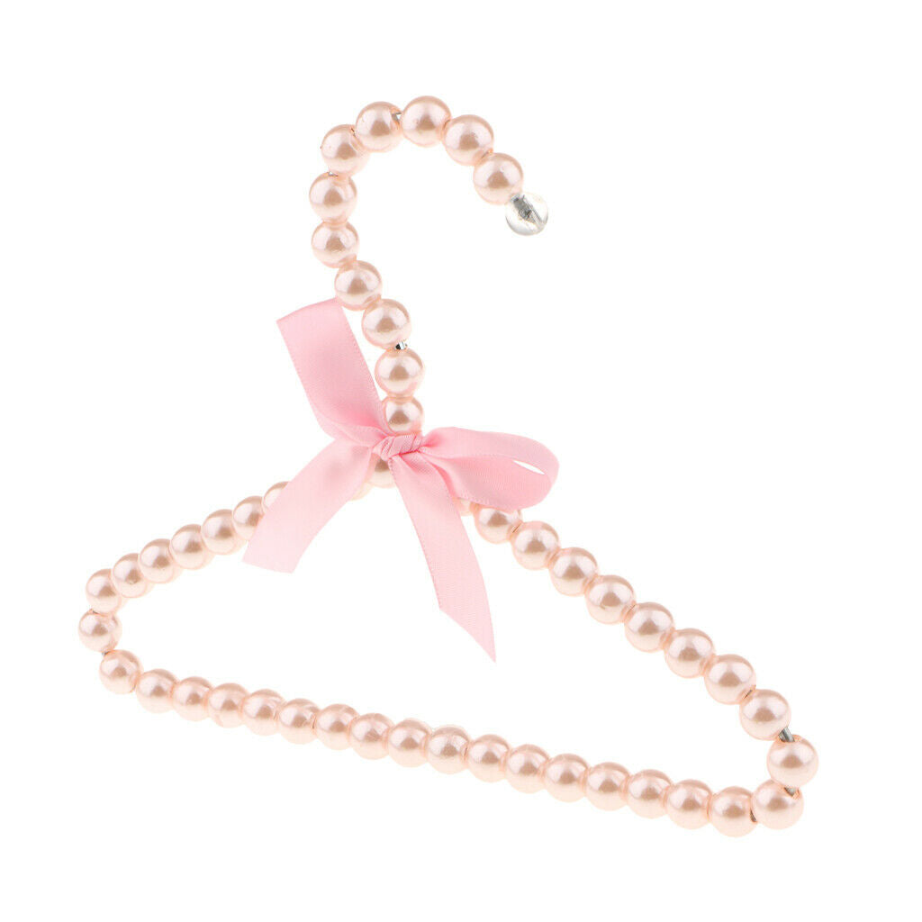 Decorative Kids Children Pet Apparel Clothes Hanger w/ Bowknot 7.9in Pink