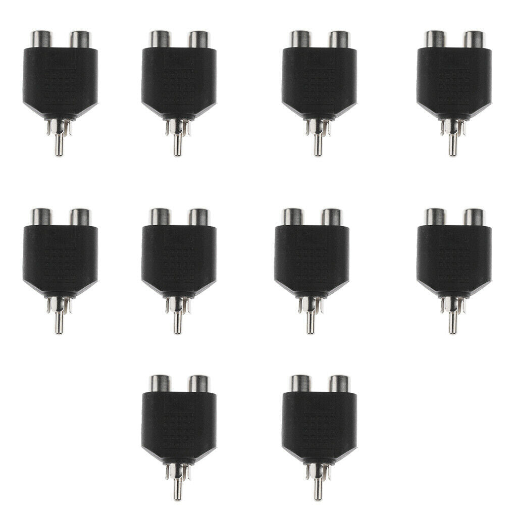 10Piece RCA Y Splitter Adapter 1 Male to 2 Female Audio Cable AV Converter